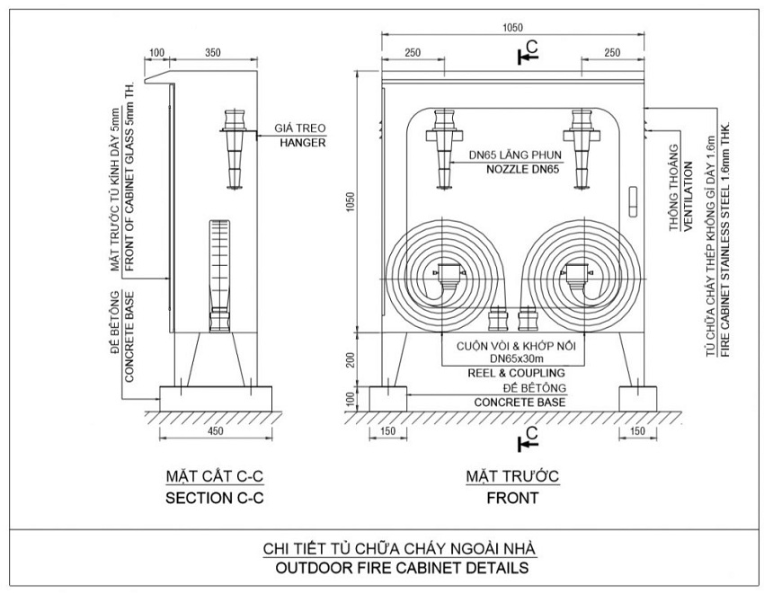 Thiết kế và cấu trúc của tủ chứa thiết bị chữa cháy