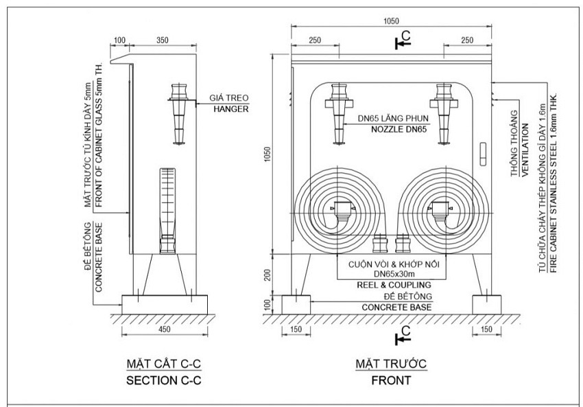 Cấu tạo cơ bản của tủ chữa cháy